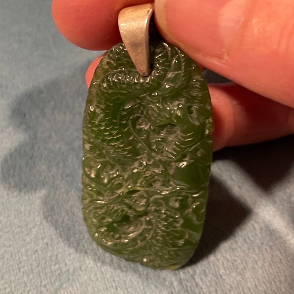 Jade Pendant, Dragon & Phoenix, vintage - Picture 6 of 6